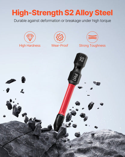 VEVOR Screwdriver Bit Set, 101-Piece, Magnetic Phillips, Pozidriv, Slotted, Square, Torx, Hex Bits, Hex Nut Sockets, Extension Rod with Storage Case, High-Strength S2 Alloy Steel, Blackened Finish - DZLLSPTTZ100QT3AW001V0 - view 4
