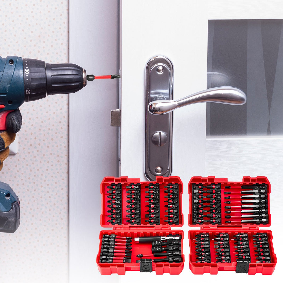 VEVOR Screwdriver Bit Set, 101-Piece, Magnetic Phillips, Pozidriv, Slotted, Square, Torx, Hex Bits, Hex Nut Sockets, Extension Rod with Storage Case, High-Strength S2 Alloy Steel, Blackened Finish - DZLLSPTTZ100QT3AW001V0 - view 9
