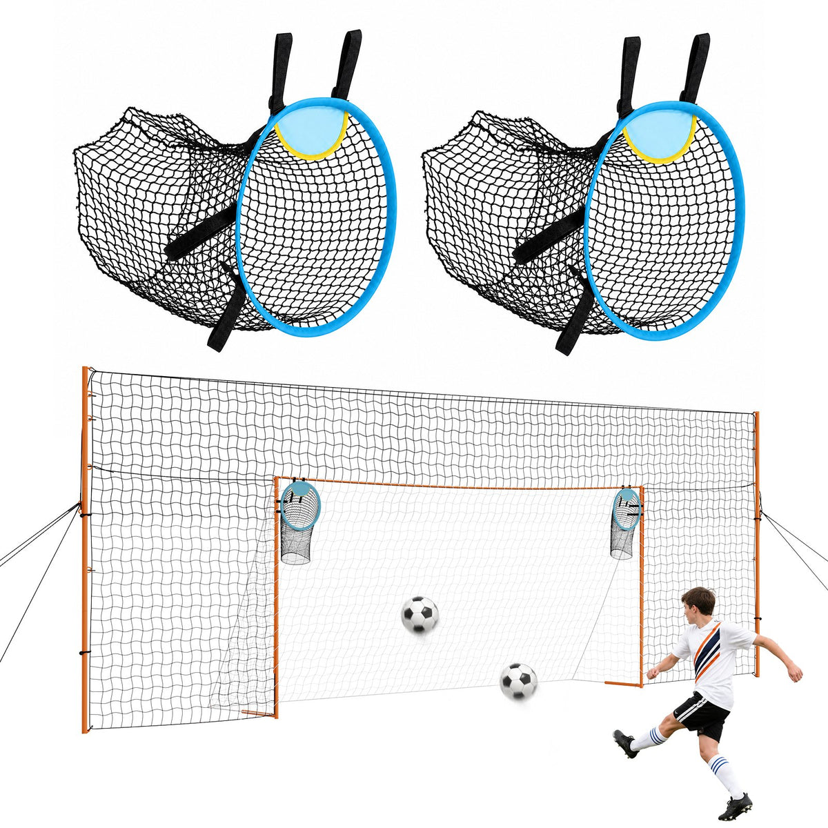 VEVOR Soccer Goal 16 x 7 FT Soccer Goal for Backyard with Iron Frame PE Net, Durable Backstop, Target Net, Ground Stakes, Ropes, for Youth & Adults, Outdoor Sports, Backyard Games, Practice Training - DZLWZQMTZ167P7RQT001V0 - view 1