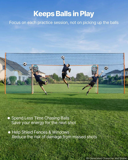 VEVOR Soccer Goal 16 x 7 FT Soccer Goal for Backyard with Iron Frame PE Net, Durable Backstop, Target Net, Ground Stakes, Ropes, for Youth & Adults, Outdoor Sports, Backyard Games, Practice Training - DZLWZQMTZ167P7RQT001V0 - view 4