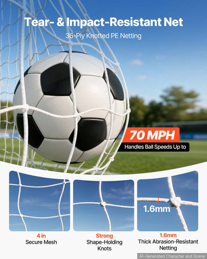 VEVOR Soccer Goal 16 x 7 FT Soccer Goal for Backyard with Iron Frame PE Net, Durable Backstop, Target Net, Ground Stakes, Ropes, for Youth & Adults, Outdoor Sports, Backyard Games, Practice Training - DZLWZQMTZ167P7RQT001V0 - view 6