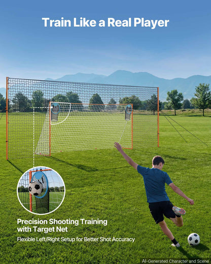 VEVOR Soccer Goal 16 x 7 FT Soccer Goal for Backyard with Iron Frame PE Net, Durable Backstop, Target Net, Ground Stakes, Ropes, for Youth & Adults, Outdoor Sports, Backyard Games, Practice Training - DZLWZQMTZ167P7RQT001V0 - view 7
