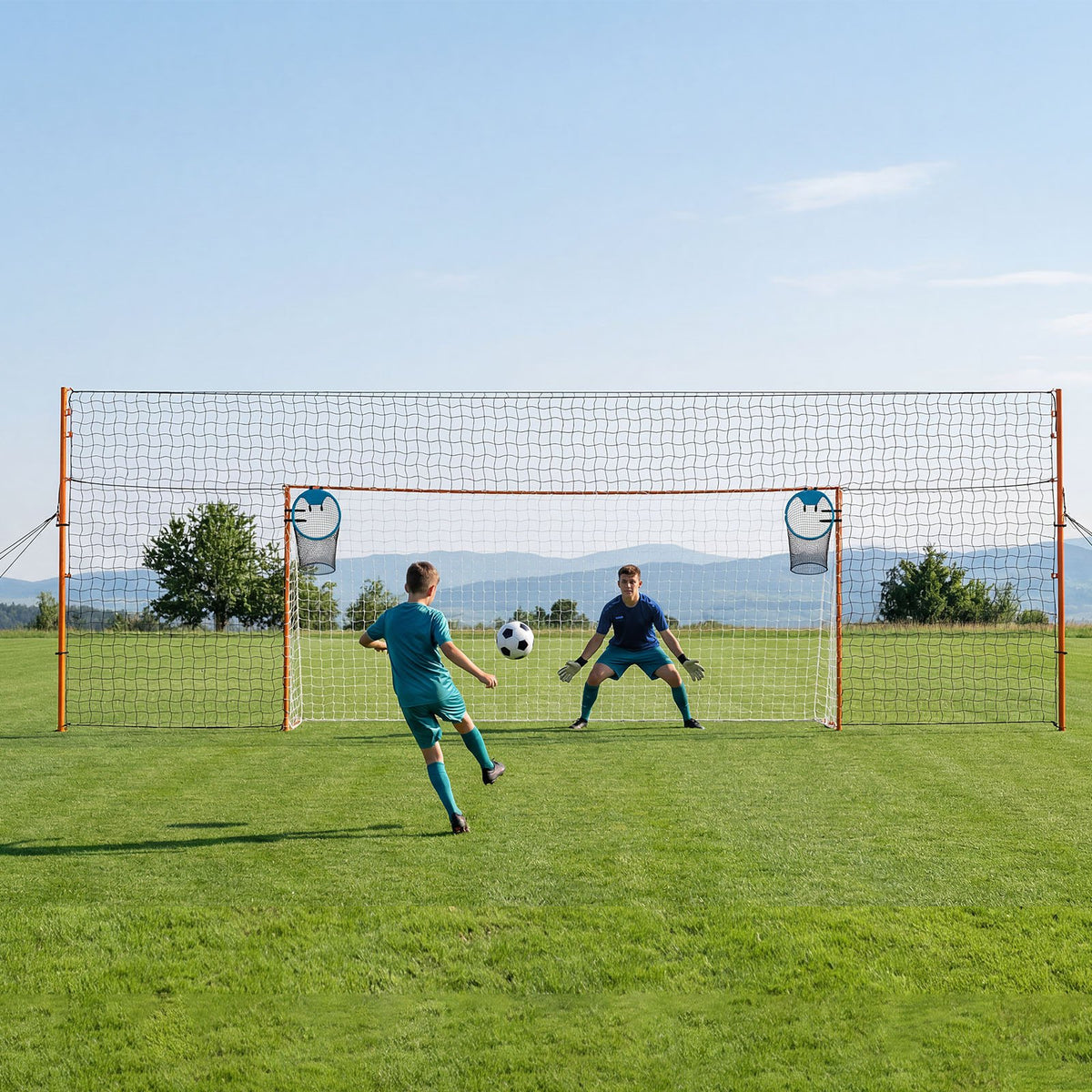 VEVOR Soccer Goal 16 x 7 FT Soccer Goal for Backyard with Iron Frame PE Net, Durable Backstop, Target Net, Ground Stakes, Ropes, for Youth & Adults, Outdoor Sports, Backyard Games, Practice Training - DZLWZQMTZ167P7RQT001V0 - view 9