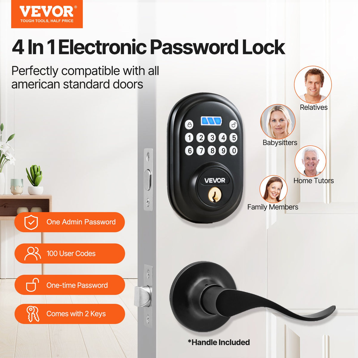 VEVOR Electronic Keypad Deadbolt - Select Your Configuration - DZMMMSMBDLSB0T7M6001V9 - view 2