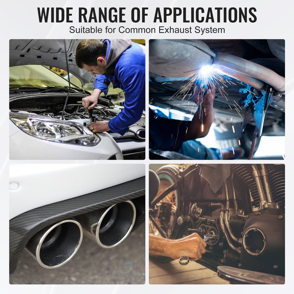 VEVOR Exhaust Kit, 16pcs, DIY Universal Stainless Steel Exhaust Kit with Slip-Fit Joint & Large Exhaust Tube, Rust-Proof Exhaust Pipe for Exhaust System, Fit for Garage/Auto Repair Store/4S Store - DZPQGTJ16PCS9KJX2V0 - view 7