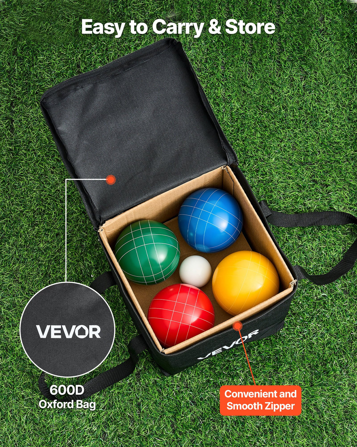 VEVOR Bocce Ball Set, 100 mm, with 8 Resin Balls, Pallino, Carrying Bag and Measuring Rope, Red/Green/Blue/Yellow 4 Colors, for 2 to 8 Players, Bocce Ball Game Set for Beach, Lawn, Family Backyard - DZQTZSZ100MMJ3KMA001V0 - view 6
