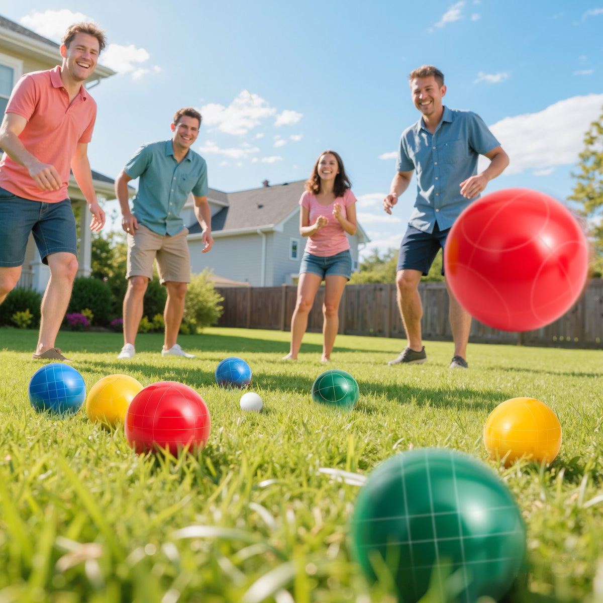 VEVOR Bocce Ball Set, 100 mm, with 8 Resin Balls, Pallino, Carrying Bag and Measuring Rope, Red/Green/Blue/Yellow 4 Colors, for 2 to 8 Players, Bocce Ball Game Set for Beach, Lawn, Family Backyard - DZQTZSZ100MMJ3KMA001V0 - view 9