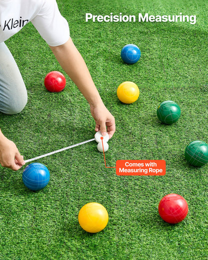 VEVOR Bocce Ball Set, 90 mm, with 8 Resin Balls, Pallino, Carrying Bag and Measuring Rope, Red/Green/Blue/Yellow 4 Colors, for 2 to 8 Players, Bocce Ball Game Set for Beach, Lawn, Family Backyard - DZQTZSZ90MM46L6V9001V0 - view 5