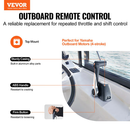 VEVOR Boat Throttle Control, 704-48205-P1 Top-Mounted Outboard Remote Control Box for Yamaha 4-Stroke, Marine Throttle Control Box with Power Trim Switch and 4.6 ft Harness with 5 Pin Connector - DZSCYMKZQYAMS9WQQV9 - view 3