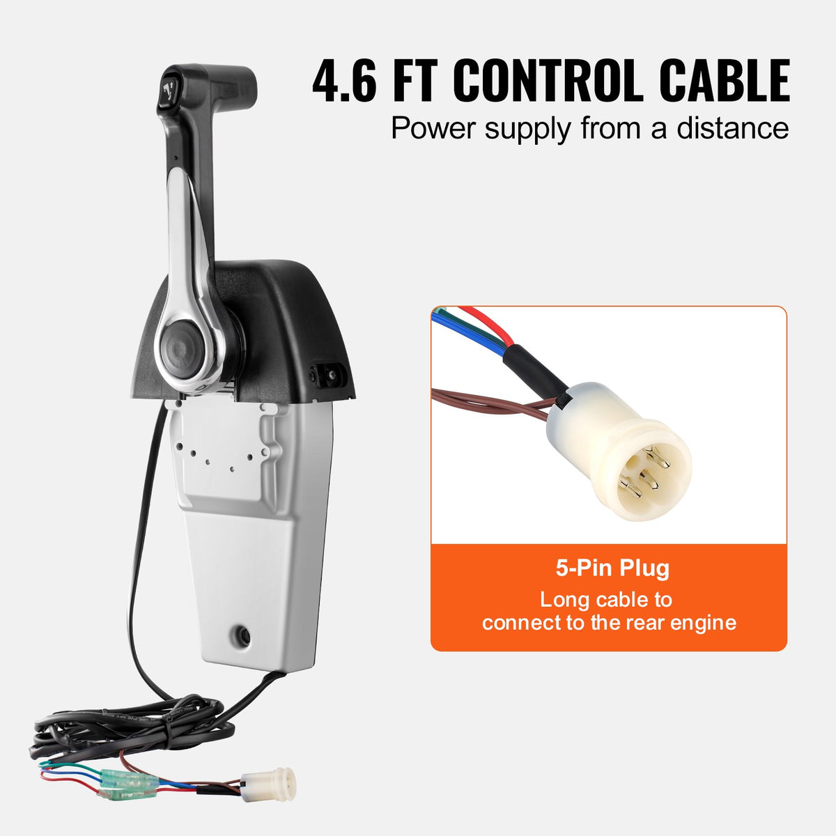 VEVOR Boat Throttle Control, 704-48205-P1 Top-Mounted Outboard Remote Control Box for Yamaha 4-Stroke, Marine Throttle Control Box with Power Trim Switch and 4.6 ft Harness with 5 Pin Connector - DZSCYMKZQYAMS9WQQV9 - view 7