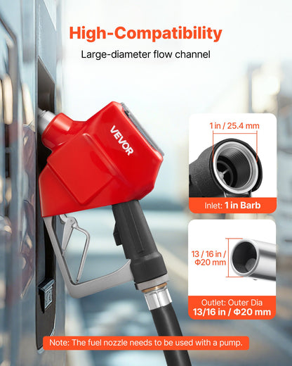 VEVOR 1 Inch Barb Digital Fuel Nozzle with Swivel, Max Flow Rate 12.6 GPM, Auto Shut Off Diesel Gas Pump Nozzle with 3/16 in (OD=20 mm) Spout & Digital Display, Used for Gasoline, Diesel, Kerosene Red - DZSRYPZJSSL16YH9V001V9 - view 3