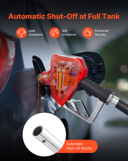 VEVOR 1 Inch Barb Digital Fuel Nozzle with Swivel, Max Flow Rate 12.6 GPM, Auto Shut Off Diesel Gas Pump Nozzle with 3/16 in (OD=20 mm) Spout & Digital Display, Used for Gasoline, Diesel, Kerosene Red - DZSRYPZJSSL16YH9V001V9 - view 5