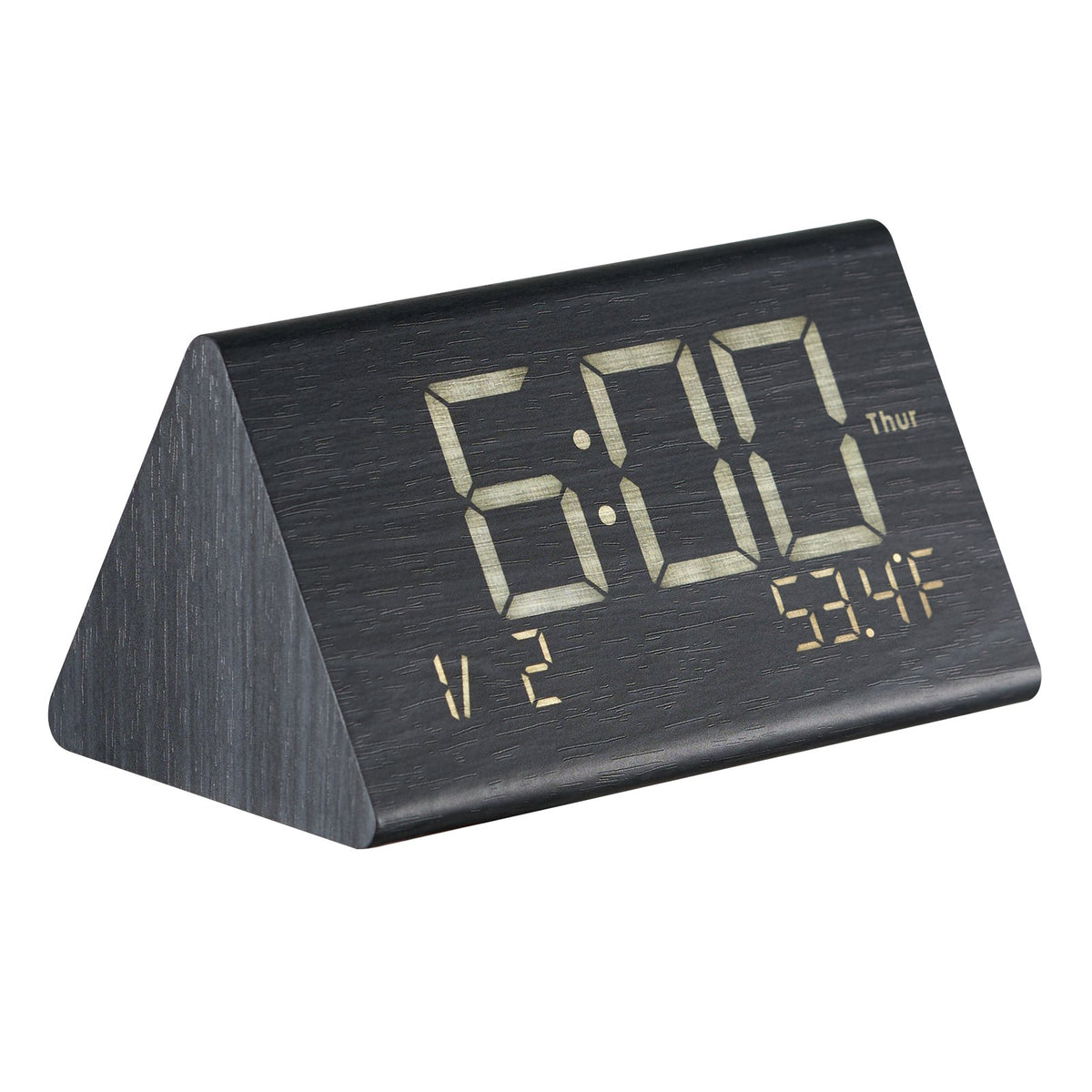 VEVOR Digital Alarm Clock, Wooden Desk Clock with Dual Alarm, USB Port, Snooze, Night Light, Voice Control, Adjustable Volume, Bedside Desktop Clock with Charger for Bedroom, Kitchen, Office, Black - DZTZFMCD0000KIIR3V1 - view 10