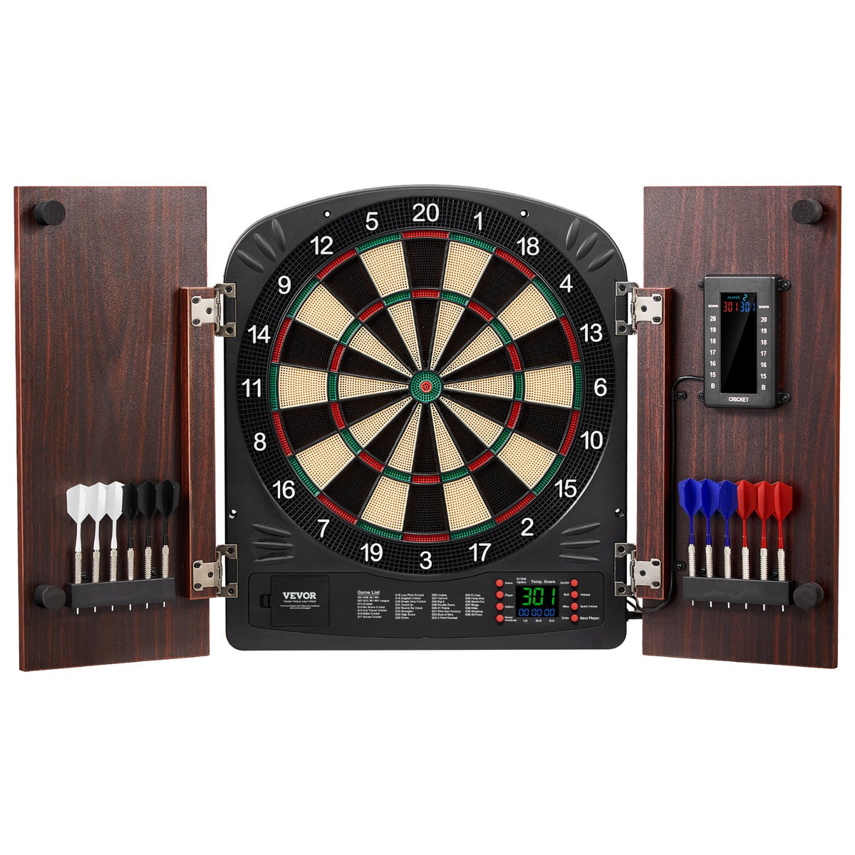 VEVOR Dartboard and Cabinet Set, Ready-to-Play Bundle Dartboard Cabinet Set, Hideaway Cabinet Features Electronic Scoring, Easy Assembly, Complete with All Accessories, Perfect for Cricket Games - DZTZZXB00000FQ0DMV9 - view 1