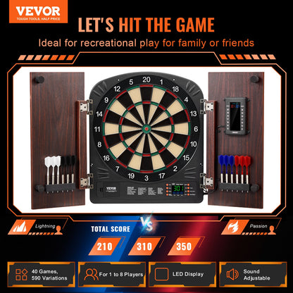 VEVOR Dartboard and Cabinet Set, Ready-to-Play Bundle Dartboard Cabinet Set, Hideaway Cabinet Features Electronic Scoring, Easy Assembly, Complete with All Accessories, Perfect for Cricket Games - DZTZZXB00000FQ0DMV9 - view 3
