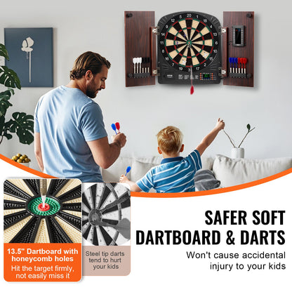 VEVOR Dartboard and Cabinet Set, Ready-to-Play Bundle Dartboard Cabinet Set, Hideaway Cabinet Features Electronic Scoring, Easy Assembly, Complete with All Accessories, Perfect for Cricket Games - DZTZZXB00000FQ0DMV9 - view 4