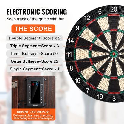 VEVOR Dartboard and Cabinet Set, Ready-to-Play Bundle Dartboard Cabinet Set, Hideaway Cabinet Features Electronic Scoring, Easy Assembly, Complete with All Accessories, Perfect for Cricket Games - DZTZZXB00000FQ0DMV9 - view 5