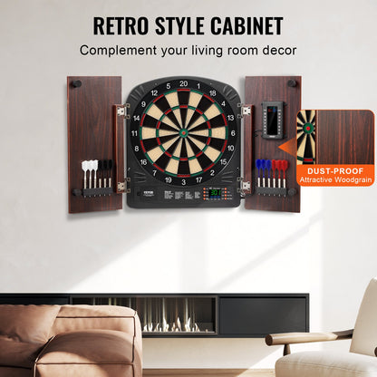 VEVOR Dartboard and Cabinet Set, Ready-to-Play Bundle Dartboard Cabinet Set, Hideaway Cabinet Features Electronic Scoring, Easy Assembly, Complete with All Accessories, Perfect for Cricket Games - DZTZZXB00000FQ0DMV9 - view 6