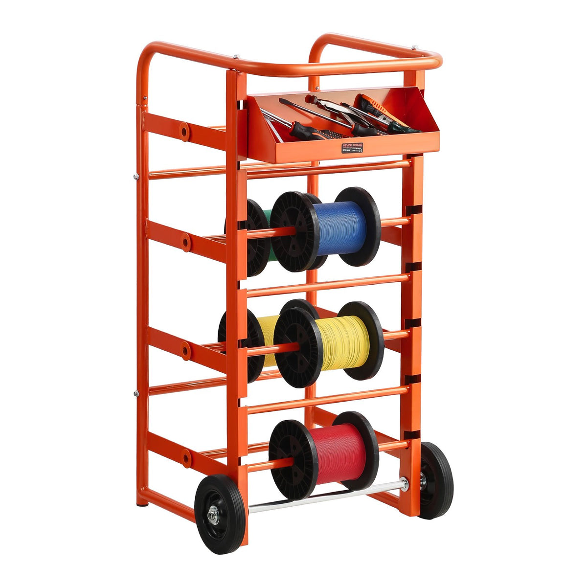 VEVOR Wire Spool Rack, 11 Rods, Multi-Spool Wire Rack Dispenser, Cable Caddy with Wheels, Cable Holder with Storage Tray for Wiring Storage, for Electrical, Industrial & Retail Use, Working Efficiency - DZXTCDZTC0000VTN8001V0 - view 1