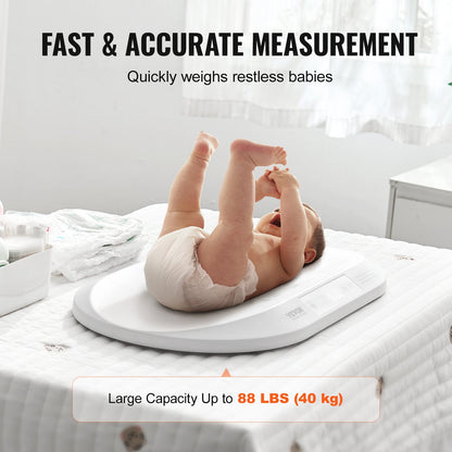 VEVOR Baby Scale, Digital Infant Scale with Measuring Tape, Multi-Function Toddler Scale for Weight and Height Track - with Hold & Tare Function, 5 Units for Babies, Toddlers, Pets, 88LBS Capacity - DZYECDZYECABYSLXXV9 - view 4