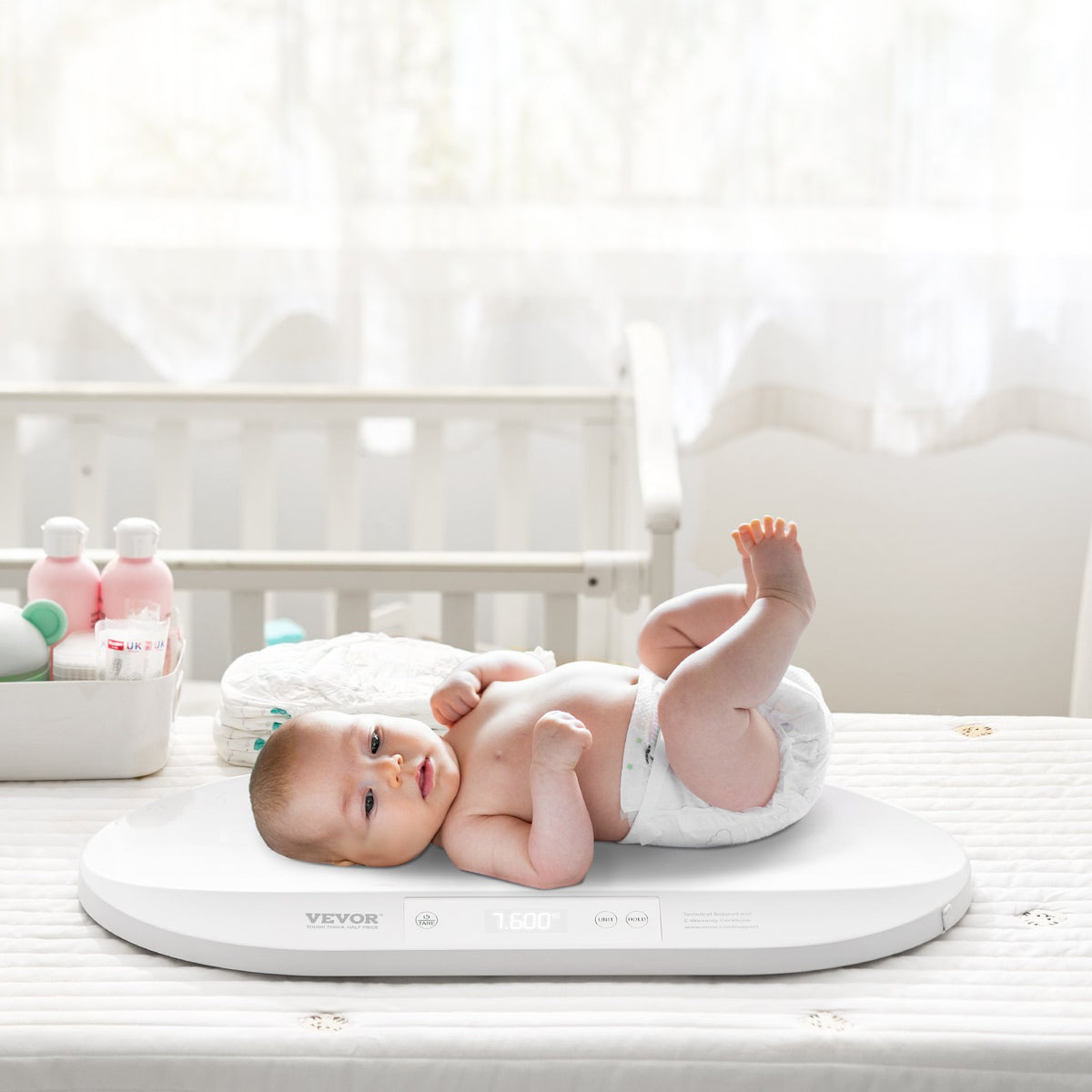 VEVOR Baby Scale, Digital Infant Scale with Measuring Tape, Multi-Function Toddler Scale for Weight and Height Track - with Hold & Tare Function, 5 Units for Babies, Toddlers, Pets, 88LBS Capacity - DZYECDZYECABYSLXXV9 - view 9
