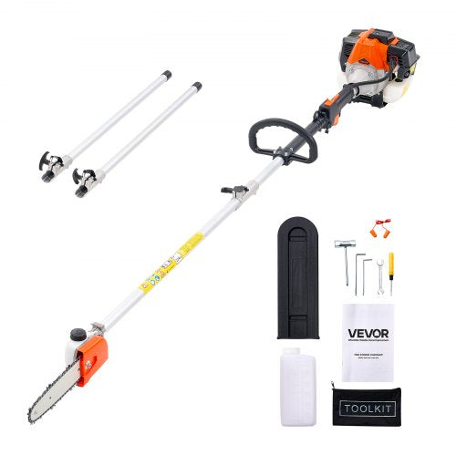 VEVOR Gas Pole Saw, 33CC 2 Stroke Gas Powered Pole Saws with 8 in Cutting Bar, Cordless Tree Trimmer with 30 fl.oz Fuel Tank, 6.7 to 11.6 ft Extendable, Powerful Chainsaw for Tree Trimming Pruning - ECCYJ33CC12FAUM4G002V0 - view 2