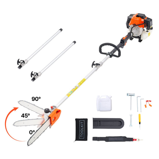 VEVOR Gas Pole Saw, 43CC 2 Stroke Gas Powered Pole Saws with 12 in Cutting Bar, Cordless Tree Trimmer with Rotatable Head, 7.1 to 12 ft Extendable, Powerful Chainsaw for Tree Trimming Pruning - ECCYJ43CC11FFK41F002V0 - view 1