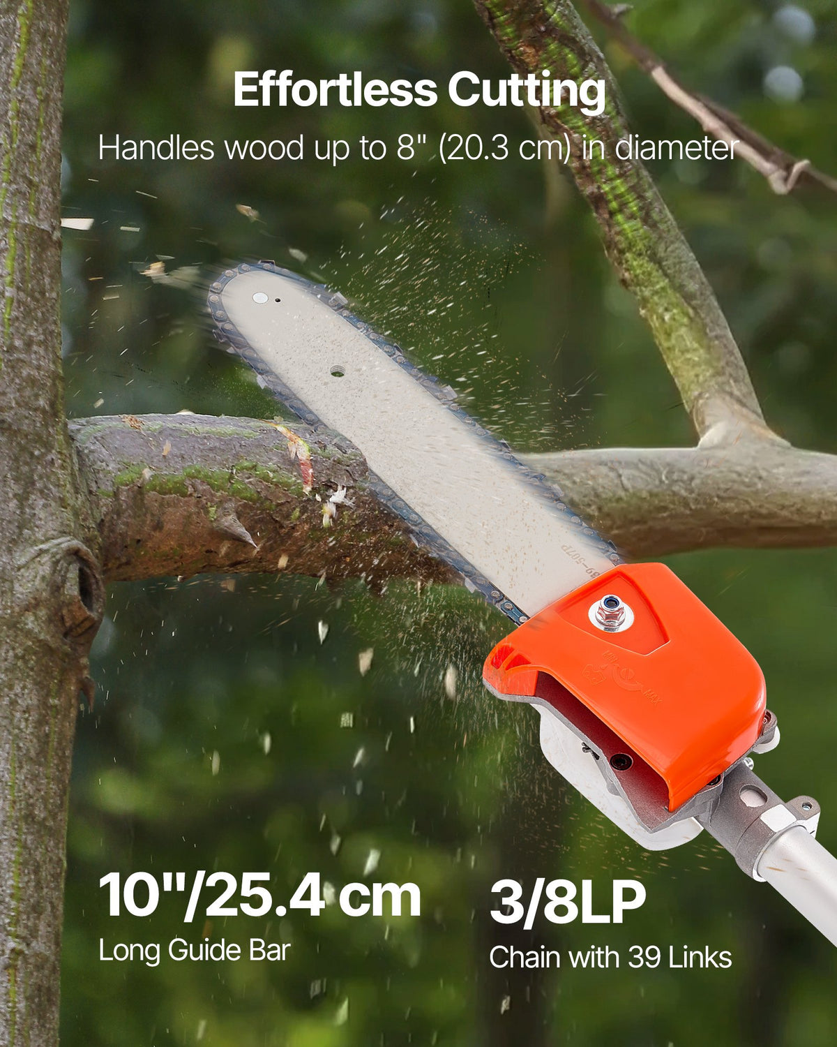 VEVOR Gas Pole Saw, 43CC 2 Stroke Gas Powered Pole Saws with 10 in Cutting Bar, Cordless Tree Trimmer with 30 fl.oz Fuel Tank, 6.8 to 11.7 ft Extendable, Powerful Chainsaw for Tree Trimming Pruning - ECCYJ43CC11FIMEJL002V0 - view 5