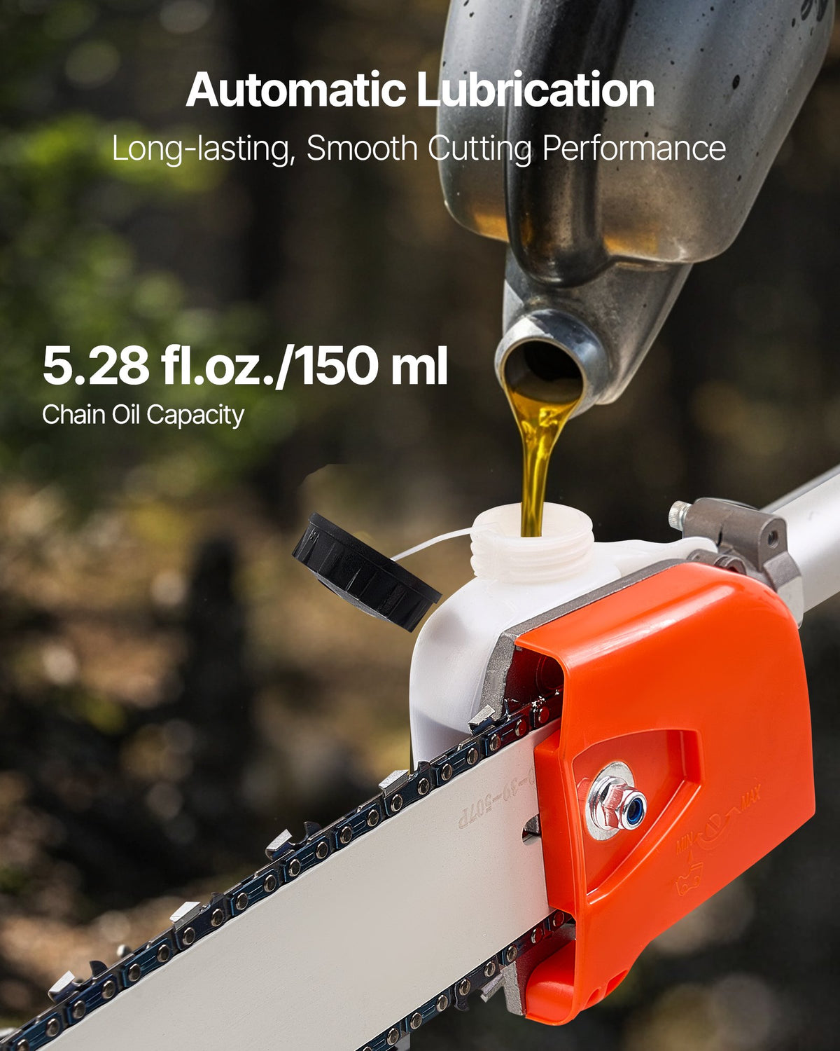 VEVOR Gas Pole Saw, 43CC 2 Stroke Gas Powered Pole Saws with 10 in Cutting Bar, Cordless Tree Trimmer with 30 fl.oz Fuel Tank, 6.8 to 11.7 ft Extendable, Powerful Chainsaw for Tree Trimming Pruning - ECCYJ43CC11FIMEJL002V0 - view 6