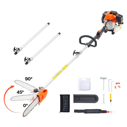 VEVOR Gas Pole Saw, 43CC 2 Stroke Gas Powered Pole Saws with 10 in Cutting Bar, Cordless Tree Trimmer with Rotatable Head, 6.9 to 11.8 ft Extendable, Powerful Chainsaw for Tree Trimming Pruning - ECCYJ43CC11FYPBU6002V0 - view 1