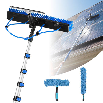 VEVOR Solar Panel Cleaning Kit, 33 ft, Water Fed Pole Kit with Cleaning Brush, Squeegee, Soap Dispenser, Extendable Aluminum Telescopic Pole, 180° Rotatable Brush Head, for Roof Mounted Solar Panels - EHYTYNDCBQJTM20T3001V0 - view 1