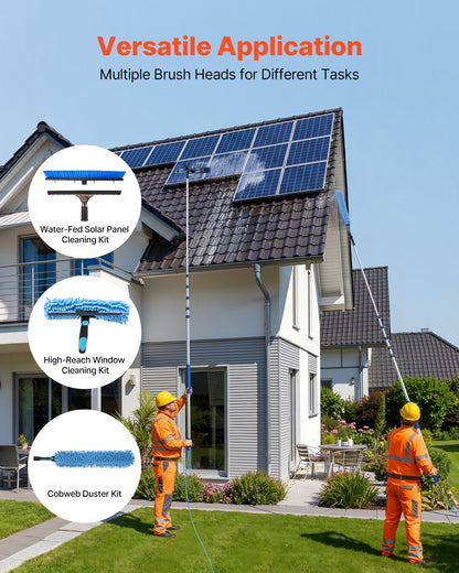 VEVOR Solar Panel Cleaning Kit, 33 ft, Water Fed Pole Kit with Cleaning Brush, Squeegee, Soap Dispenser, Extendable Aluminum Telescopic Pole, 180° Rotatable Brush Head, for Roof Mounted Solar Panels - EHYTYNDCBQJTM20T3001V0 - view 4