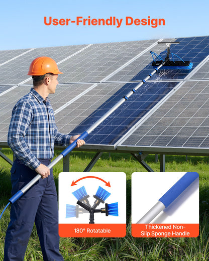 VEVOR Solar Panel Cleaning Kit, 33 ft, Water Fed Pole Kit with Cleaning Brush, Squeegee, Soap Dispenser, Extendable Aluminum Telescopic Pole, 180° Rotatable Brush Head, for Roof Mounted Solar Panels - EHYTYNDCBQJTM20T3001V0 - view 7