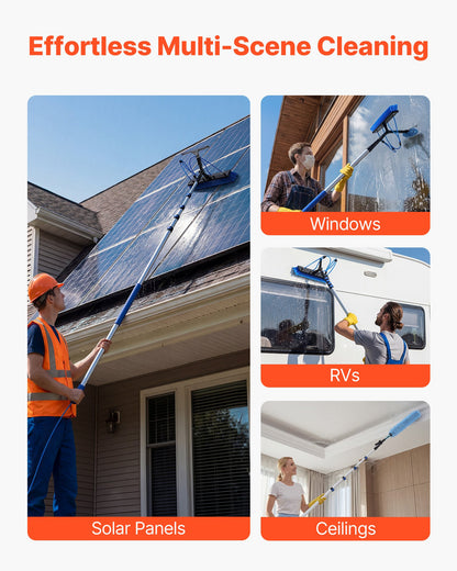 VEVOR Solar Panel Cleaning Kit, 26 ft, Water Fed Pole Kit with Cleaning Brush, Squeegee, Soap Dispenser, Extendable Aluminum Telescopic Pole, 180° Rotatable Brush Head, for Roof Mounted Solar Panels - EHYTYNDCBQJTPYVNG001V0 - view 8