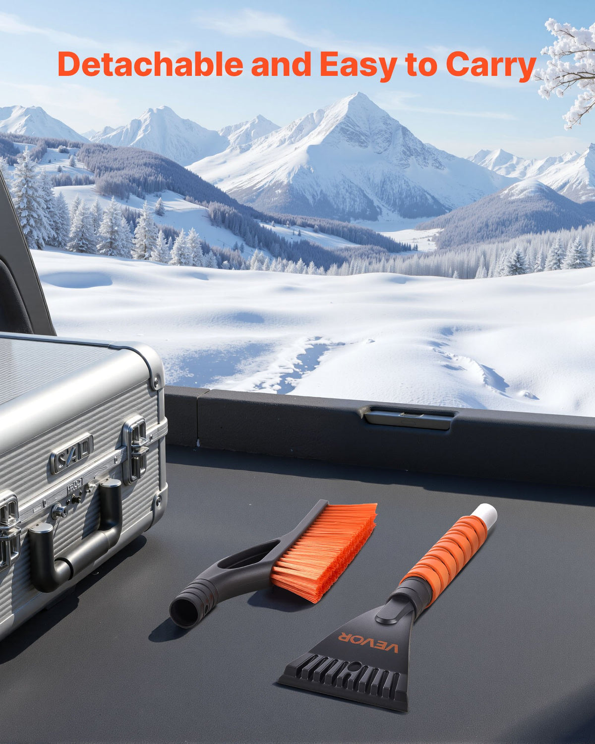 VEVOR Snow Brush and Ice Scrapers for Car Windshield, 27-inch Aluminum Snow Scraper Removal Tool with Foam Grip & Scratch-Free Bristles, Detachable and Easy-to-Carry for Cars, Trucks, SUVs, RVs - EHYXCSF000006I8HD001V0 - view 6