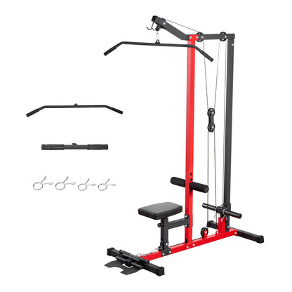 VEVOR LAT Pull Down Machine, 2-in-1 Row Cable Machine, Cable Machines Home Gym with 3-Level Adjustable Seat, 4-Level Adjustable Foam Roller, Load 500 lbs Lat Tower for Back, Chest, Tricep, Black Red - EHYXLJLDSGLPGHTTT001V0 - view 10