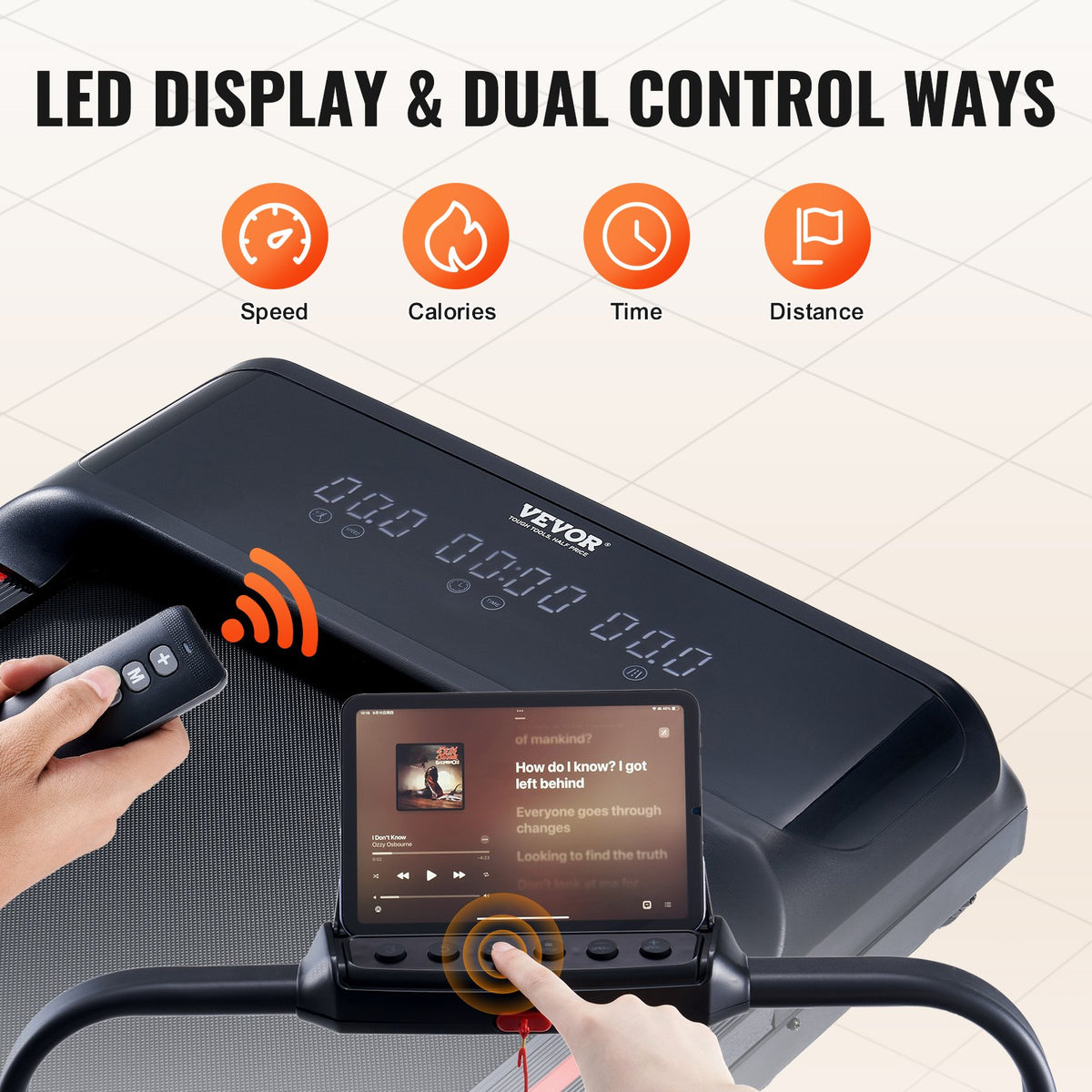 VEVOR Walking Pad, Under Desk Treadmill for Home Office, Working Walking Running Machine, 265 Lbs Capacity Folding Treadmill, 2.5HP 2 in 1 Portable Pad with Handle Bar, Remote Control and LED Display - EHYZBJBKPDDJLDZEKV1 - view 6