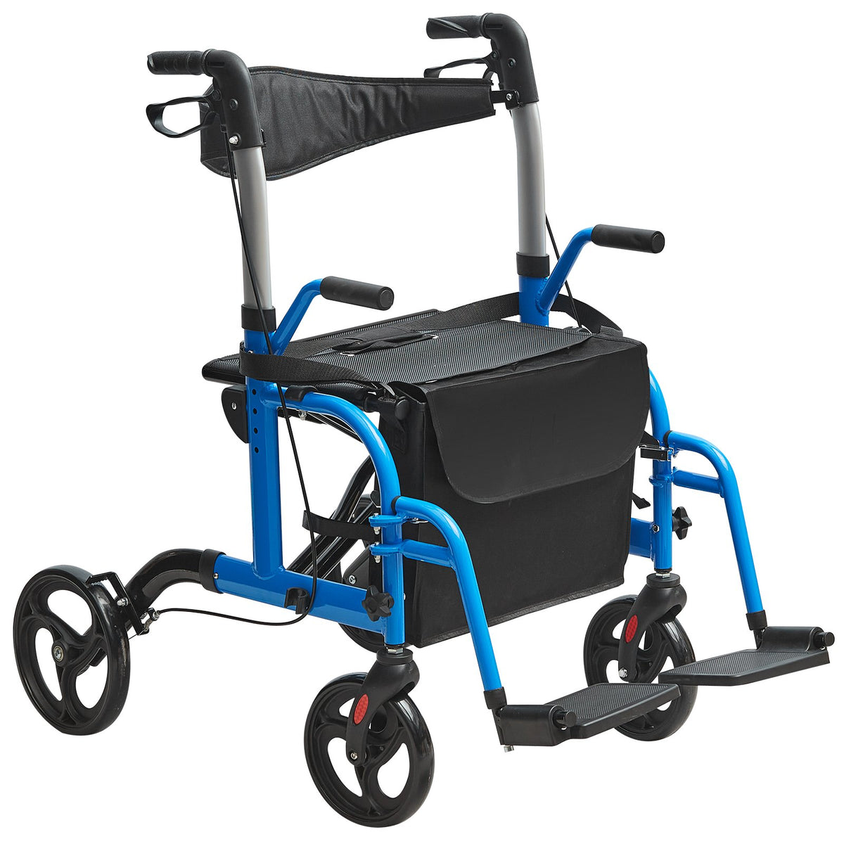VEVOR 2 in 1 Rollator Walker & Transport Chair for Seniors, Folding Rolling Walker Wheelchair Combo & Footrests, Lightweight Aluminum Mobility Walker with Adjustable Handle, All Terrain Wheels, 300LBS - EHYZXQCKJLQ8MZ3U6V0 - view 1