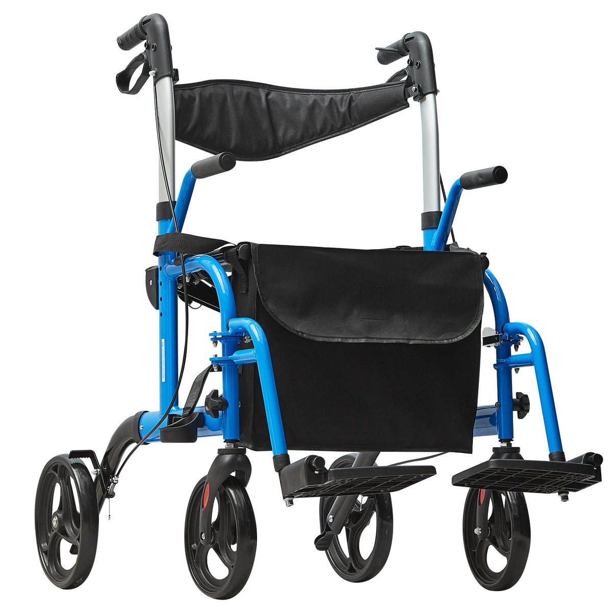VEVOR 2 in 1 Rollator Walker & Transport Chair for Seniors, Folding Rolling Walker Wheelchair Combo & Footrests, Lightweight Aluminum Mobility Walker with Adjustable Handle, All Terrain Wheels, 300LBS - EHYZXQCKJLQ8MZ3U6V0 - view 10
