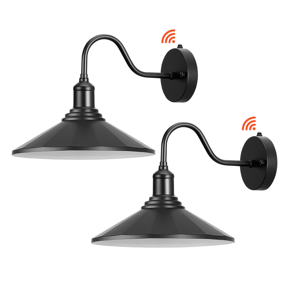 VEVOR Outdoor Barn Light, 11.5 in Diameter, 2-Pack Farmhouse Gooseneck Light Fixture, Dusk to Dawn Exterior Wall Sconce, with Anti-Rust, E26 Bulb Compatible for Porch, House, Entryway, Garage, Black - EJKGCDGG2GZJHB7KB001V1 - view 1
