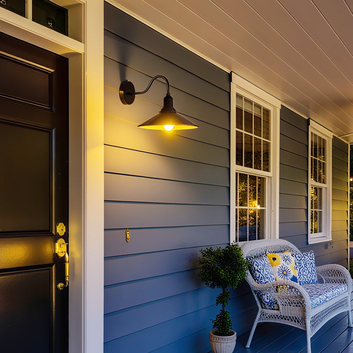 VEVOR Outdoor Barn Light, 11.5 in Diameter, 2-Pack Farmhouse Gooseneck Light Fixture, Dusk to Dawn Exterior Wall Sconce, with Anti-Rust, E26 Bulb Compatible for Porch, House, Entryway, Garage, Black - EJKGCDGG2GZJHB7KB001V1 - view 9