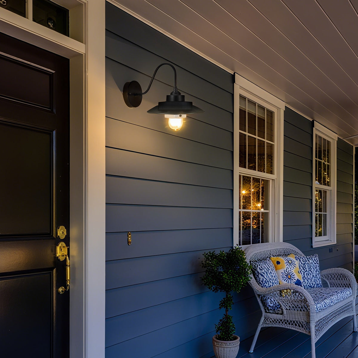 VEVOR Solar Outdoor Barn Light, 3 Lighting Modes and Motion Sensor, 2-Pack Gooseneck Light Fixture, Farmhouse Wall Sconce, with E27 Bulb Compatible, Waterproof for Porch, House, Entryway, Garage, Black - EJKGCDTGGG2GSHLW3001V9 - view 9