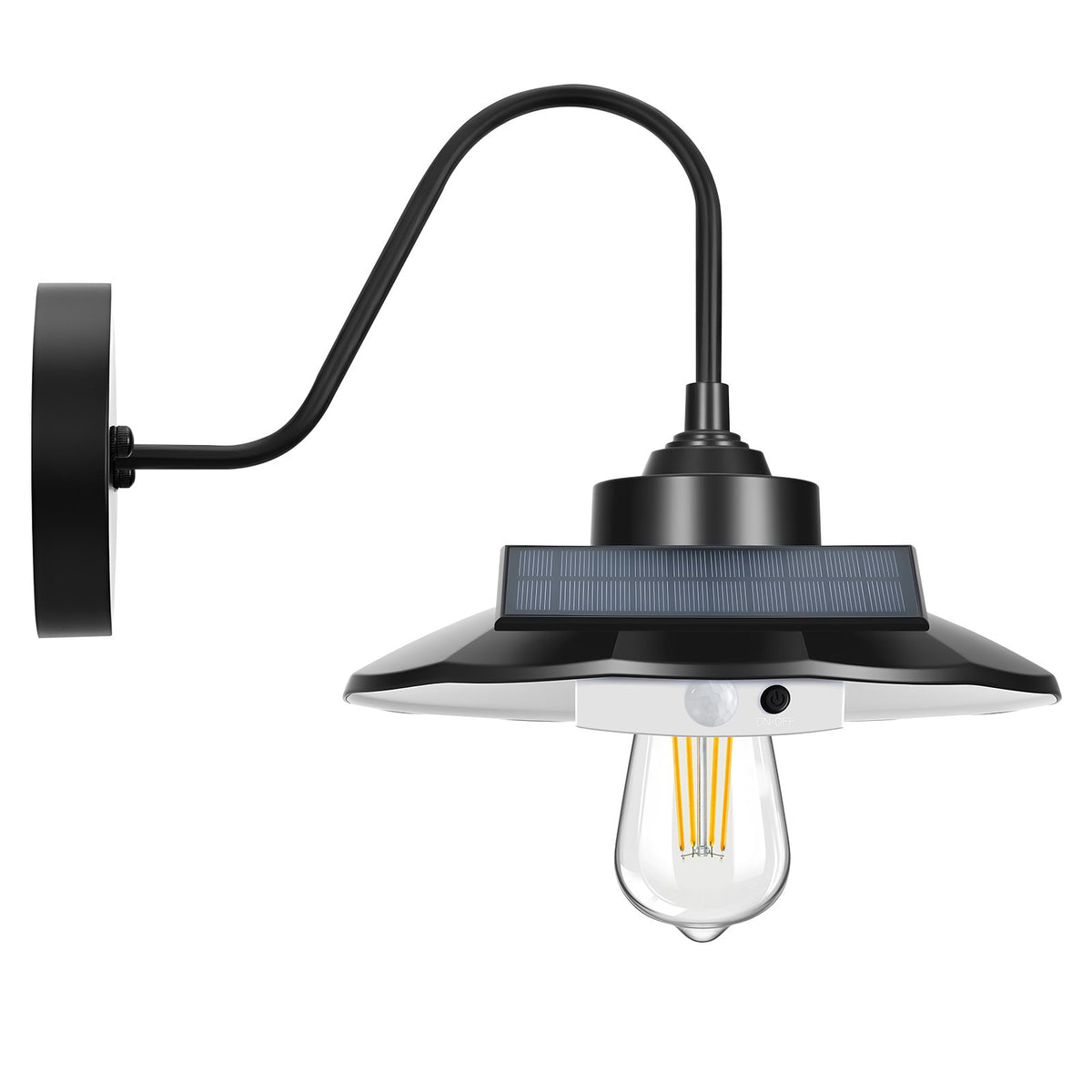 VEVOR Solar Outdoor Barn Light, 3 Lighting Modes and Motion Sensor, 2-Pack Gooseneck Light Fixture, Farmhouse Wall Sconce, with E27 Bulb Compatible, Waterproof for Porch, House, Entryway, Garage, Black - EJKGCDTGGG2GSHLW3001V9 - view 10