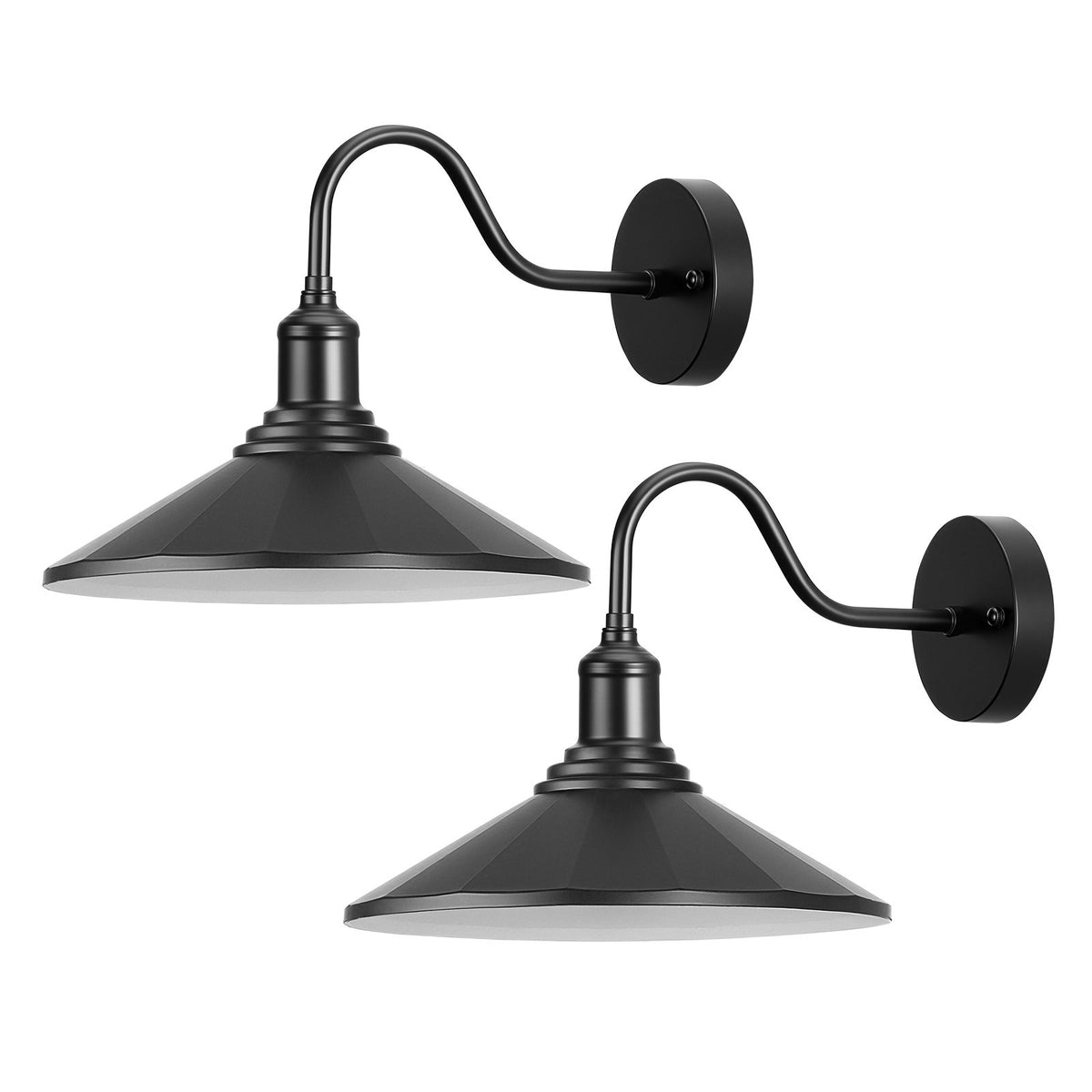 VEVOR Outdoor Barn Light, 11.5 in Diameter, 2-Pack Farmhouse Gooseneck Light Fixture, Exterior Wall Sconce, with Vintage Style, Anti-Rust, E26 Bulb Compatible for Porch, House, Entryway, Garage, Black - EJKGCDW2GZJXGMLNS001V1 - view 1