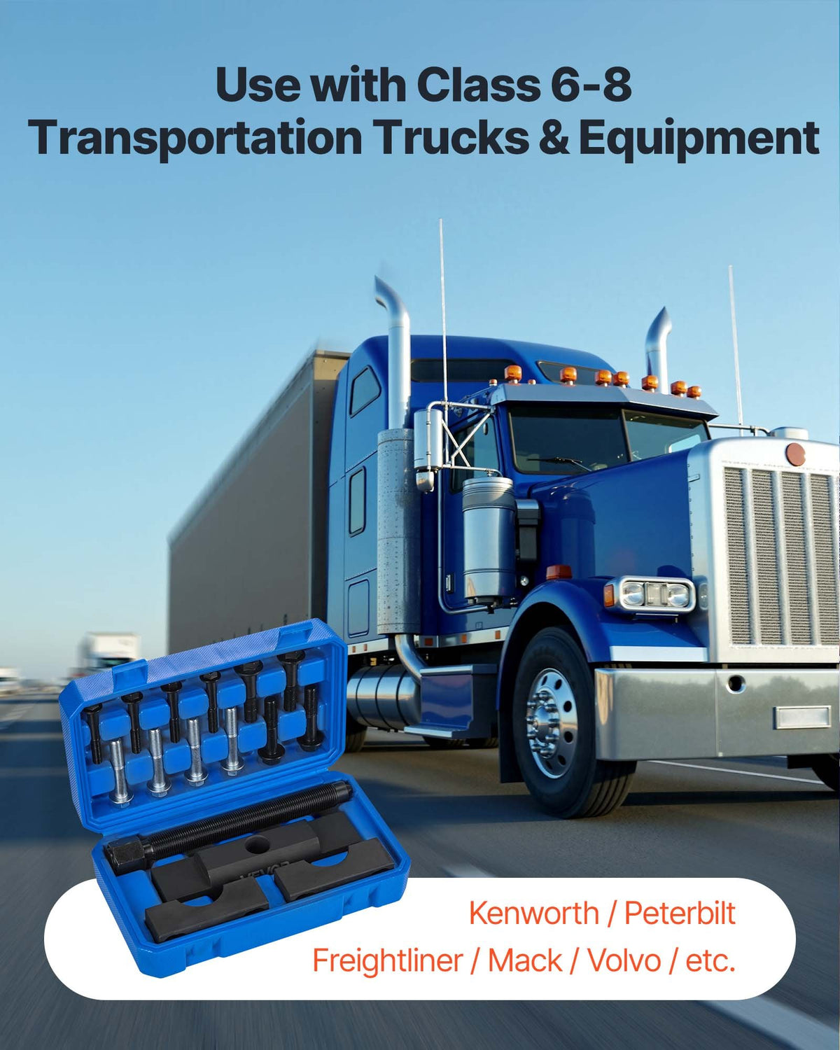 VEVOR Yoke Puller, Made for Class 6-8 Transportation Trucks and Equipment, Heavy Duty Yoke Removal Tool Kit, Automotive Yoke Puller Kit Compatible with Kenworth, Peterbilt, Freightliner, Mack, Volvo - ELBQZX000000WAF92001V0 - view 3