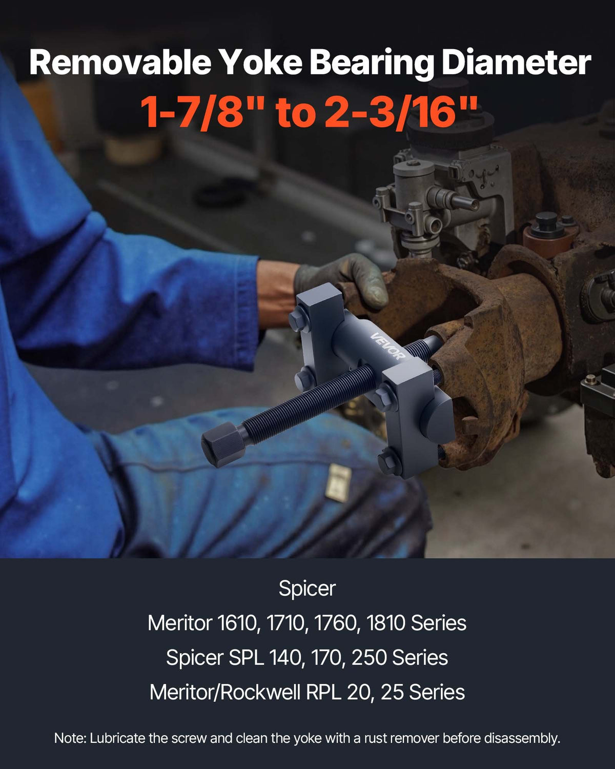 VEVOR Yoke Puller, Made for Class 6-8 Transportation Trucks and Equipment, Heavy Duty Yoke Removal Tool Kit, Automotive Yoke Puller Kit Compatible with Kenworth, Peterbilt, Freightliner, Mack, Volvo - ELBQZX000000WAF92001V0 - view 4