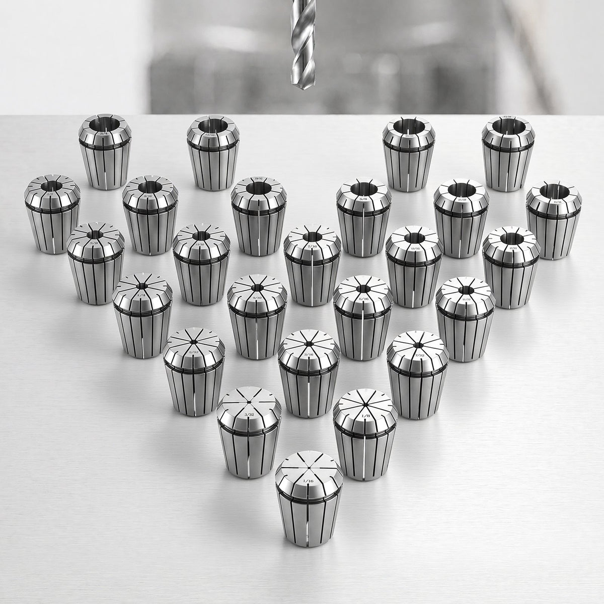 VEVOR ER32 Collet Set 1/16"-13/16" 25 Piece ER32 Spring Collet Chuck Set, for Milling Machines & Drill Presses, 0.0008" TIR High Concentricity, Precision Lathe Chuck Tool with Storage Box, Alloy Steel - ERJTTZER32256ZPP0001V0 - view 9
