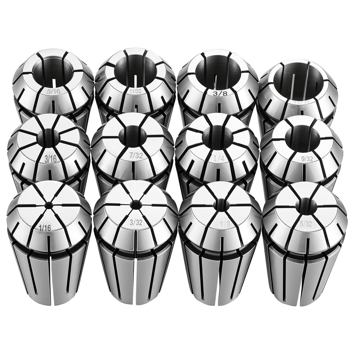 VEVOR ER16 Collet Set 1/16"-13/32" 12 Piece ER16 Spring Collet Chuck Set, for CNC Milling Machines & Drill Presses, 0.0008" TIR High Concentricity, Lathe Chuck Tool with Storage Case, Alloy Steel - ERJTTZJTER16PY3XT001V0 - view 1