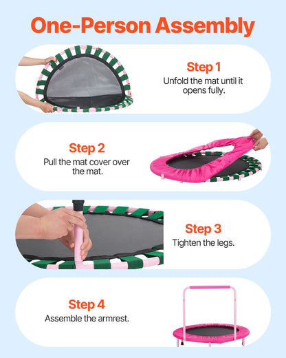 VEVOR 36" Kids Trampoline, 3FT Indoor Outdoor Trampoline, Foldable Mini Trampoline with Handle, Rebounder Trampoline for Toddlers, Birthday Gift for 3+ Years Children, Boys Girls for Fun, Pink - ETBC36YCYXBCFYJJKV0 - view 7