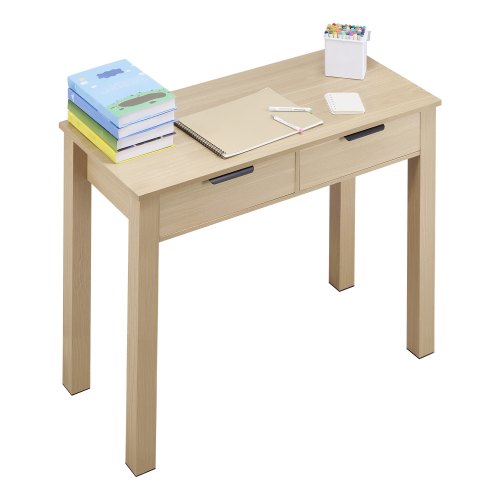 VEVOR Small Desk with Drawers, Kids Desk for Bedroom, Modern Simple Study Table for Drawing, Reading, Writing, Rectangle MDF Furniture Study Storage Table for Home, Office, Light Wood - ETBMSZZFXXCWEQAXB001V0 - view 2